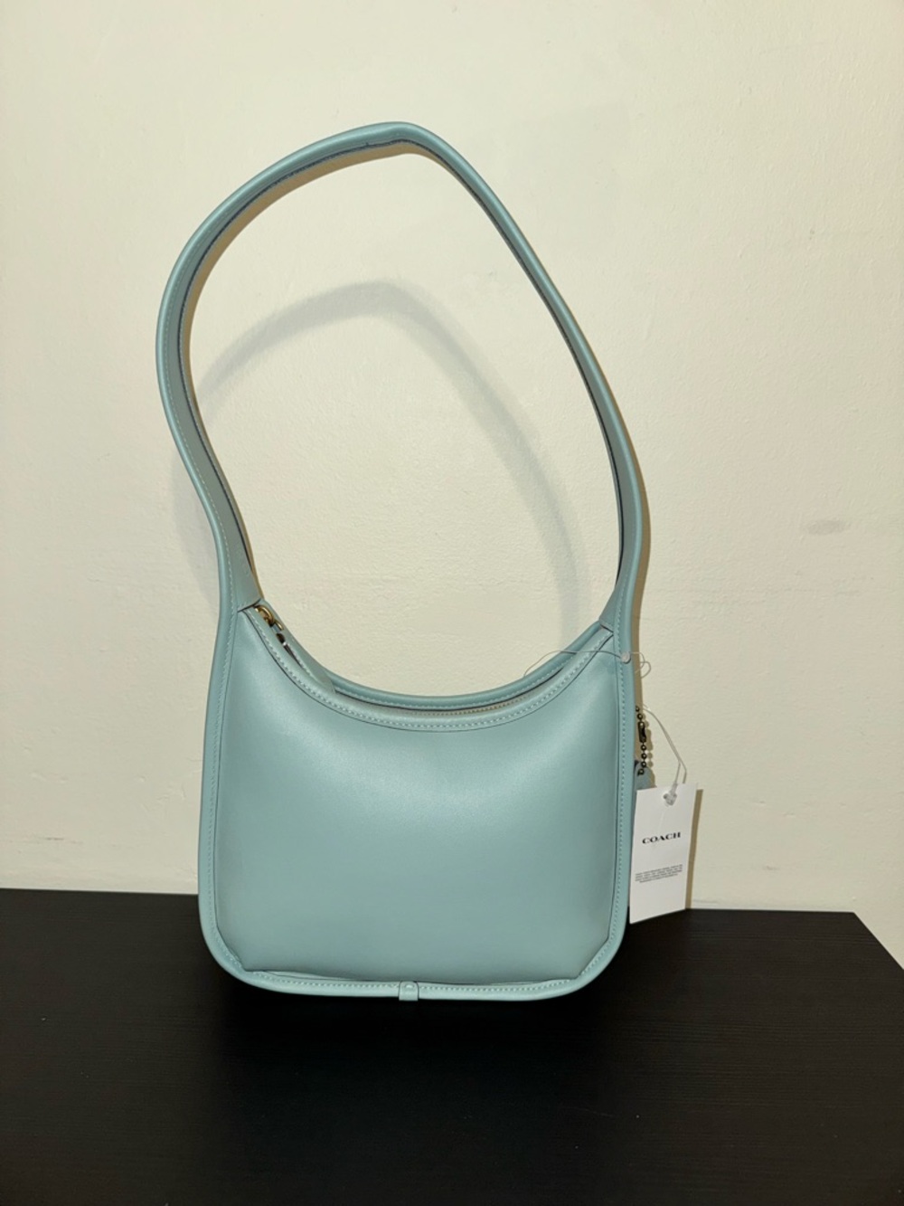 Coach Glove Tanned Leather Shoulder Bag in Light Blue- The Curve Zip Bag - Picture 2 of 8